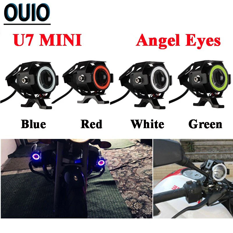 Светодиодный фонарь для мотоцикла U7 MINI Brightness 3000LM Spot Angel Eyes фара 12 В мотоциклетные