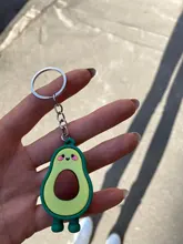 1pc de simulación nueva fruta de aguacate en forma de sonrisa llaveros de juguete aguacate clave cadenas de moda regalos de cumpleaños