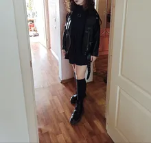 Jacket Coat Fitaylor Faux-Leather Loose Outwear Casual PU Sashes Black Tops Bf-Style