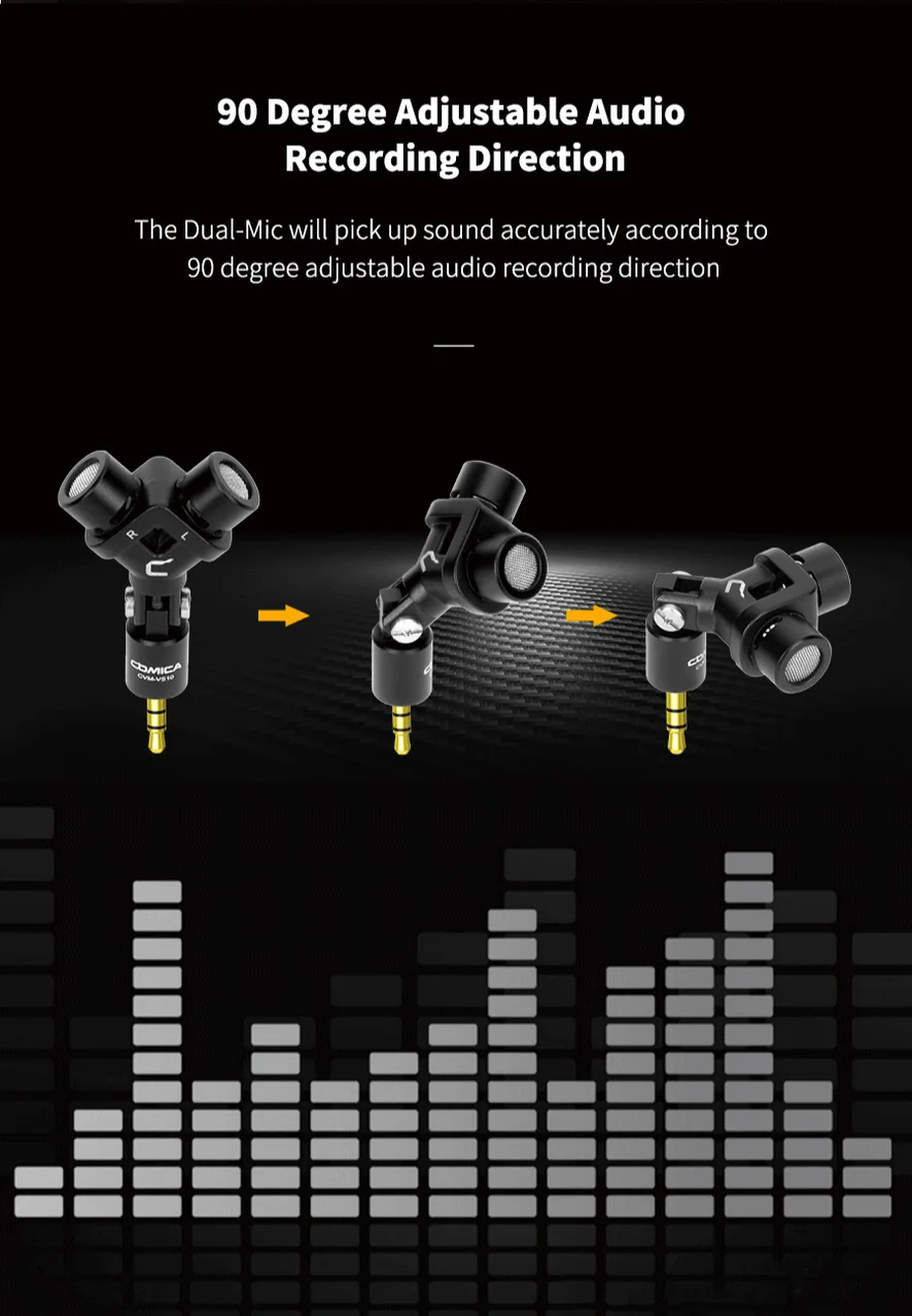 Comica CVM-VS10 Мини Гибкий XY стерео микрофон для Gopro Canon Nikon sony DJI OSMO Экшн-камера