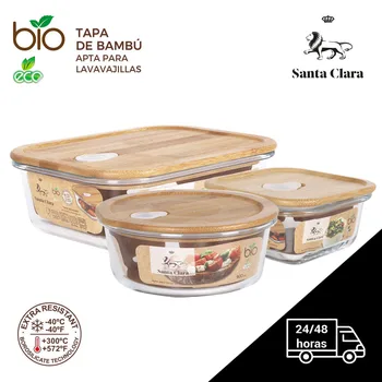 

Pack of 3 tuppers with bamboo cover - 20 cm - Santa Clara