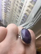 CSJA Reiki Natural Gem Stone Finger Ring for Men Women Pink Quartz Tiger Eye Lapis Lazuli