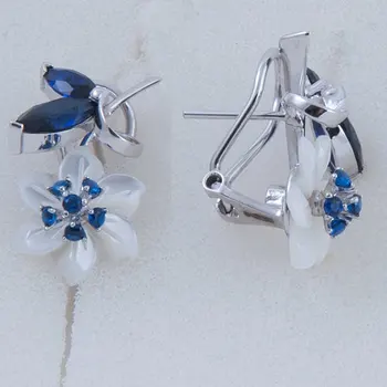 

Earrings made of silver with cubic zirconia and mother of pearl