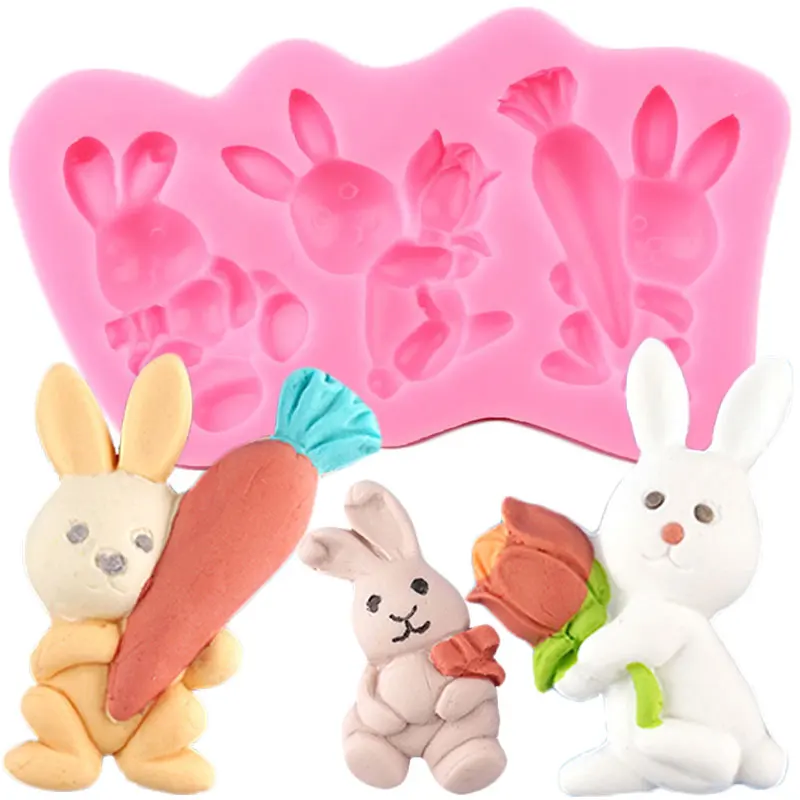 

Rabbit Carrot Silicone Molds Easter Fondant Mold DIY Cake Decorating Tools Candy Resin Clay Soap Mould Chocolate Gumpaste Moulds