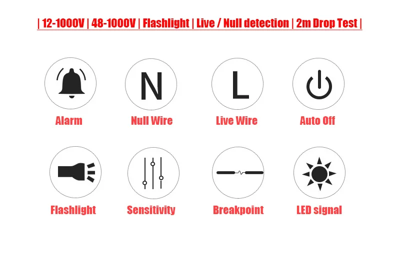 Voltage Indicator Non-contact Wire Break Detector Smart Electric Tester Live Null Check Hi Low Sensitivity AC 12-1000V HABOTEST electromagnetic field meter