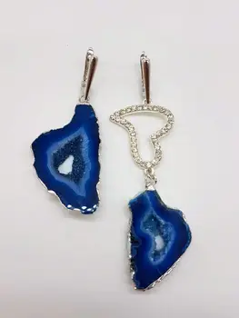 

Druse agate Natural Stone Jewelry earrings asymmetry