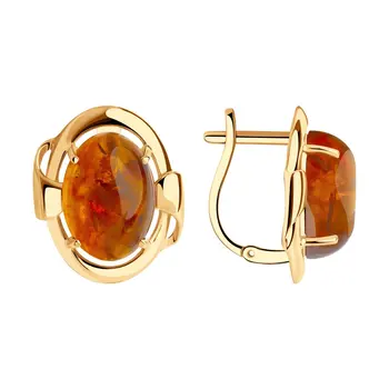

Sokolov drop earrings with stones in gold with Amber,natural, fashion jewelry, 585, women's male, long earrings