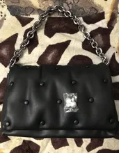 Bolso de cuero sintético con cadena para mujer, bolsa de mano femenina, de marca, a la moda, de hombro negro, de viaje, 2021