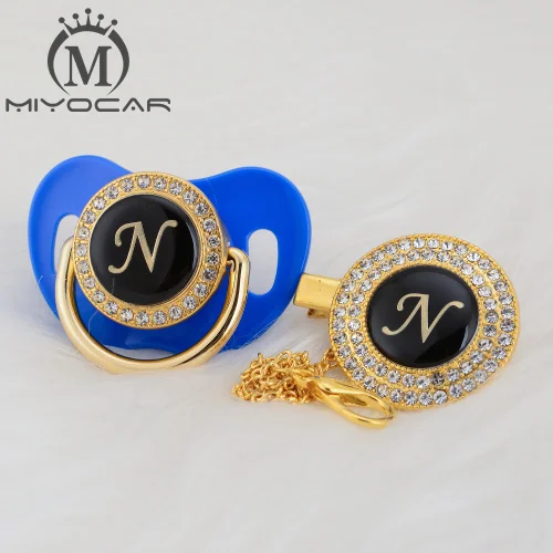 LN-6 0-6M MIYOCAR уникальный дизайн имя инициалы Письмо N Элегантный bling соска и пустышка Клип BPA бесплатно пустышка bling уникальный дизайн LN - Цвет: LN-6 0-6M
