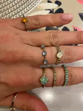 Anillos metálicos de dedo con piedras coloridas para mujer y niña, HZ, 2019, Vintage, color plata, para verano