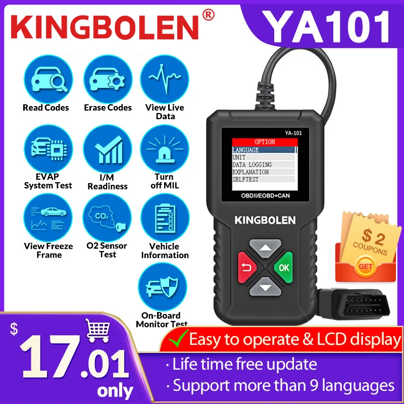 KINGBOLENYA101OBD2ScannerCarCodeReaderforCheckEngineLight