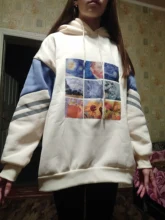 Sweatshirt Female Pullover Women Hoodies Harajuku Fleece Autumn Winter Thick Van Oil-Painting