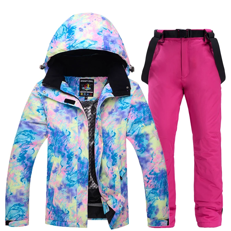 Женская лыжная одежда, зимний костюм, комплекты, водонепроницаемая ветрозащитная куртка, штаны, комплект, женская верхняя одежда