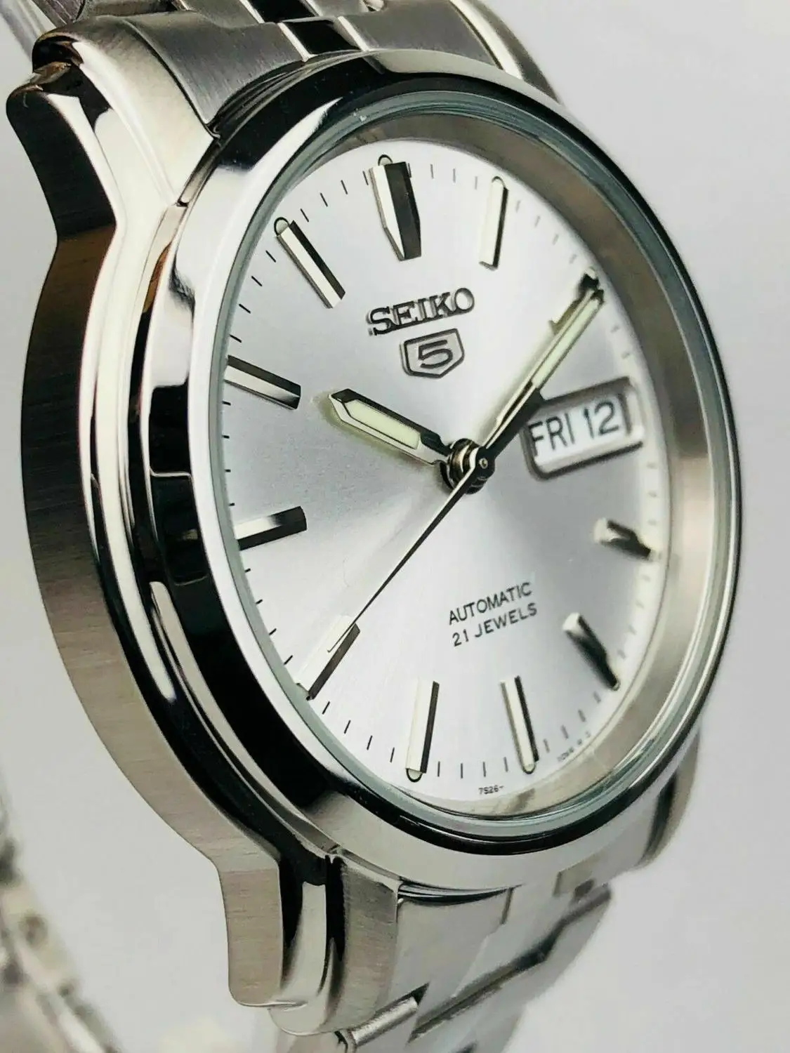 Automatic Watch men Seiko 5 SNKK65K1 dial silver 38mm strap  steel|Mechanical Watches| - AliExpress
