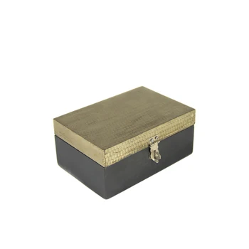 

Black RECTANGULAR wooden box with golden lid 15X10X8