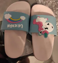 Suihyung-Zapatillas de unicornio arcoíris para niños y niñas, zapatos de playa para niños, pantuflas suaves para interiores