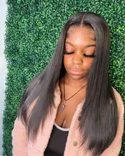 T malla con división peluca pelucas de cabello humano para las mujeres negras cabello humano brasileño recto peluca 13x1 Pre arrancado nudos blanqueados pelucas Remy 150%