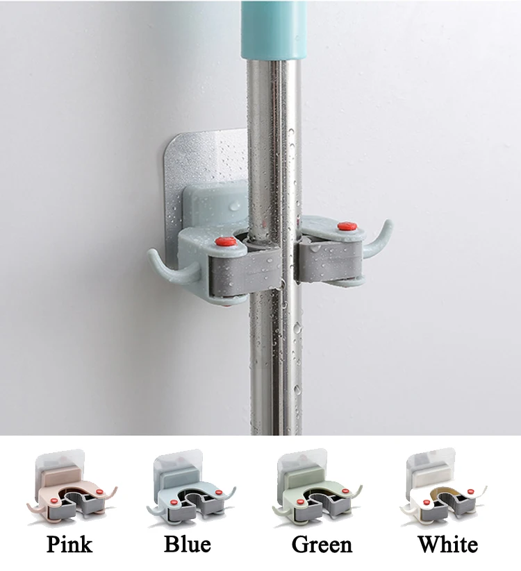 

Wall Mounted Adhesive Mop Rack Brush Broom Holder Hanger Organizer Storage Tool