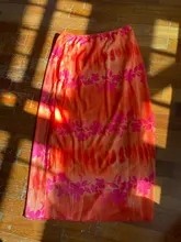 Faldas de estilo informal bohemio para mujer, faldas de cintura alta con estampado Floral, color Naranja, a media pierna, para playa, fiesta y vacaciones