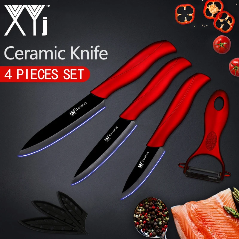 Red H Black Blade XYj кухонный нож керамический нож набор аксессуаров для приготовления пищи " 4" " дюймов белый и черный нож для очистки овощей и фруктов кухонные инструменты - Цвет: Red H Black Blade