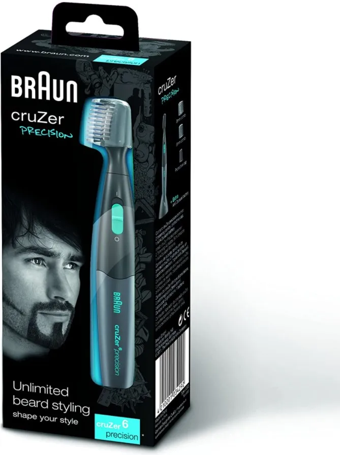 Braun Cruzer 6 Precision Beard Trimmer, Beard Shaping Machine, Nose Hair, Ear Hair, Cheek Cleaning, Beard Shaping Machine