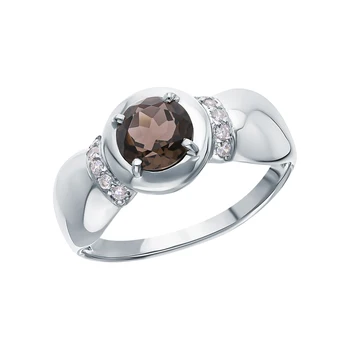 

Silver ring with раухтопазами and cubic zirconia sunlight sample 925