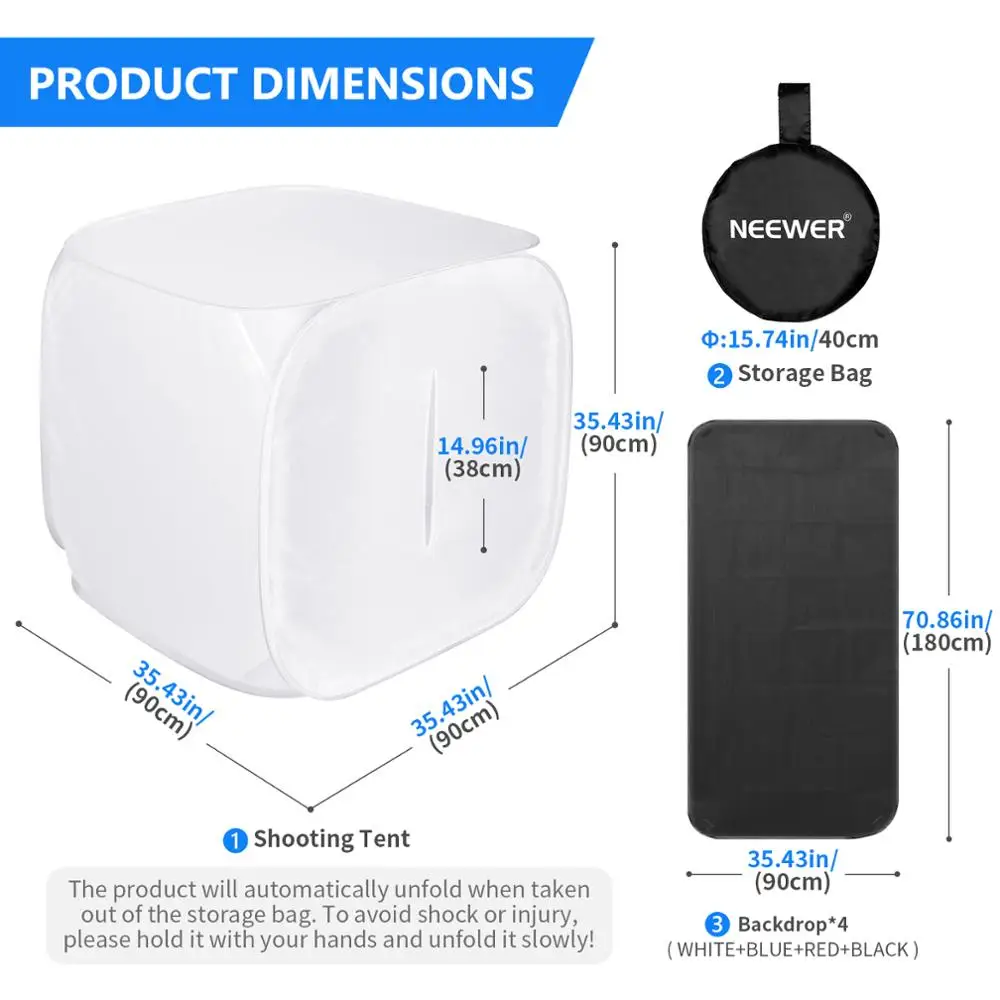 Neewer 36x36 inch/90x90 cm Photo Studio Shooting Tent Light Cube