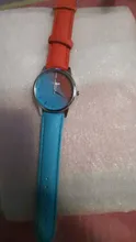 Reloj de las mujeres de color colorido diseño multicolor Retro de cuero banda analógica de aleación de cuarzo reloj de pulsera regalo YE1