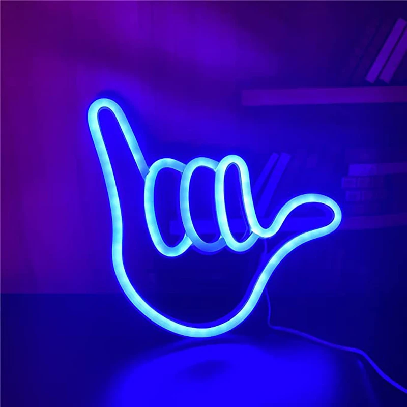 

Peace Gesture LED Neon Sign Hand Shape, Hanging Art Wall Night Light, Birthday Gift, Bedroom, Home, Bar, Restaurant Decor Lamp