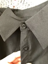 Señoras manga linterna blusa elegante camisa de las mujeres blanco negro Casual botón Vintage cuello Oficina camisa Mujer