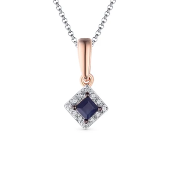 

Gold pendant with sapphire and diamonds sunlight
