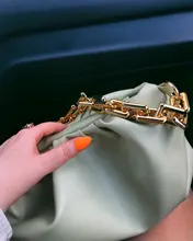 Bolso de mano de día para mujer, cadena dorada gruesa, pinza para masa, bolso de hombro, bolsa de hombro, Baguette plisado, 2021