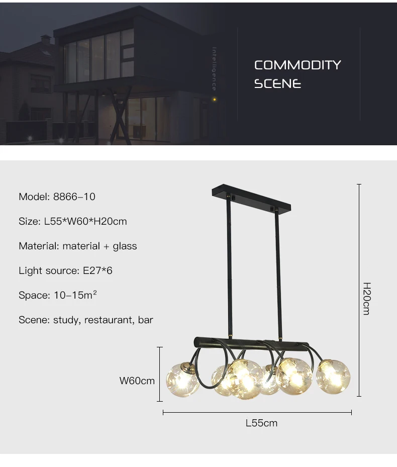 Modern Pendant Lamp For Dining Room Kitchen Long Table Indoor Lighting Fixtures Glass Bulb Chandelier E27 Black Iron Home Decor small chandeliers