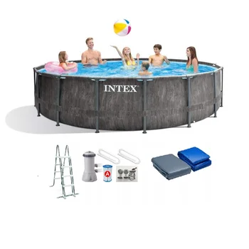 

Pool scaffold round for garden 549 х122 cm, ladder, decking, awning, filter pump, 6 +, Intex, item No. 26744
