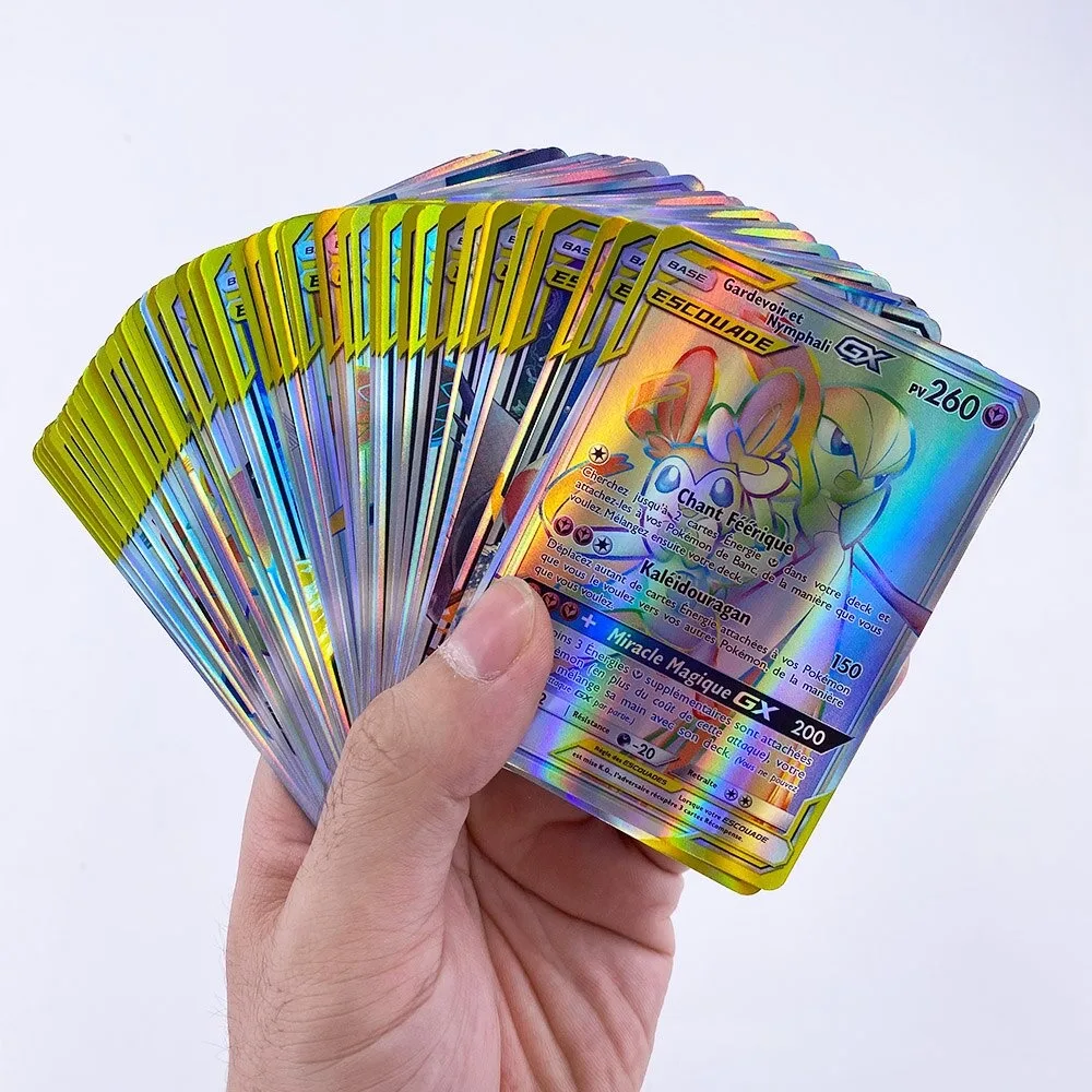 Jeu de cartes brillantes Pokemon, 50 piezas, arte de combate, comercio, joyas para niños