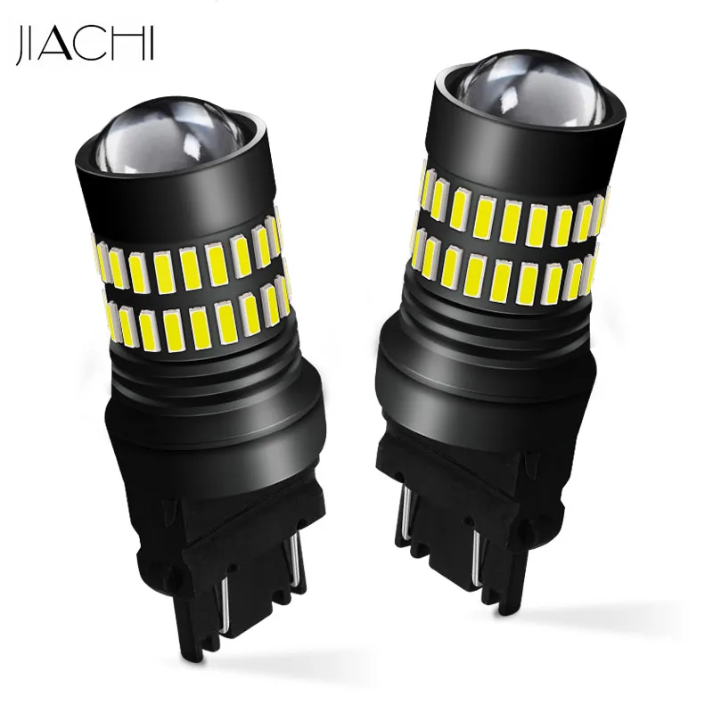 JIACHI 100x цена T25 3156 3157 светодиодный автомобильные лампы 4014 SMD 48 Светодиодный s автомобильный сигнальный задний тормозной светильник белый DC 12-24V