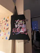 Lona de pana Bolso tipo Shopper Impresión de Anime mujeres bolso diario bolso mujer Y2k de almacenamiento reutilizable plegable bolsas