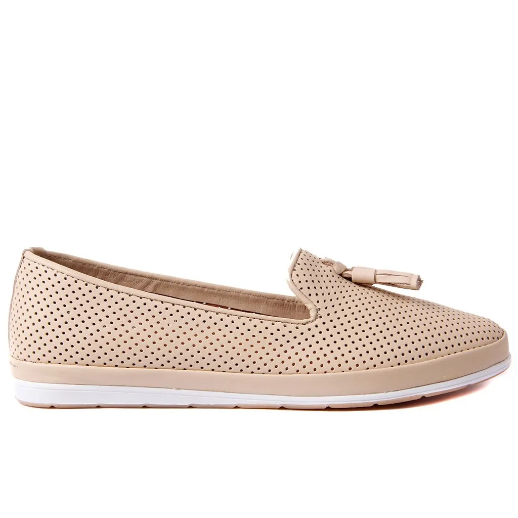 

Estile-Genuine Leather Beige Color Tassels Women Shoes