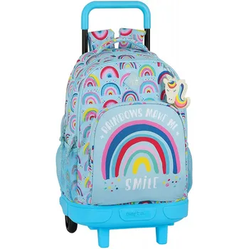 

Safta school backpack with cart included and Glowlab padded back, Multicolor (Rainbow)