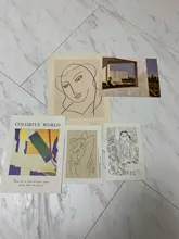 5 hojas Ins Simple Arte De Línea postal colocación decoración tarjeta foto marco foto pared del dormitorio etiqueta tarjetas de regalo y felicitaciones