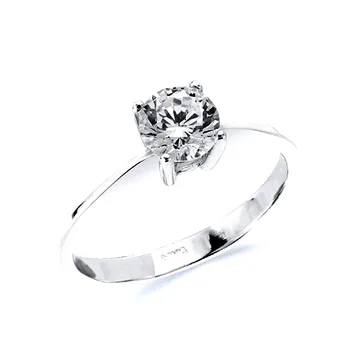 

Ring 18k white gold motif claws cubic zirconia 5mm. [AB3306]