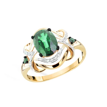 

Gold ring with emeralds and diamonds VALTERA 585 sterling silver