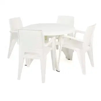 

Luxe Conjunto 1 Table Caribbean round 4 CHAIRS Caribbean. White.