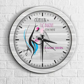 

Personalized Professional Beauty and Hair Care Öğretmeni Wooden Wall Clock