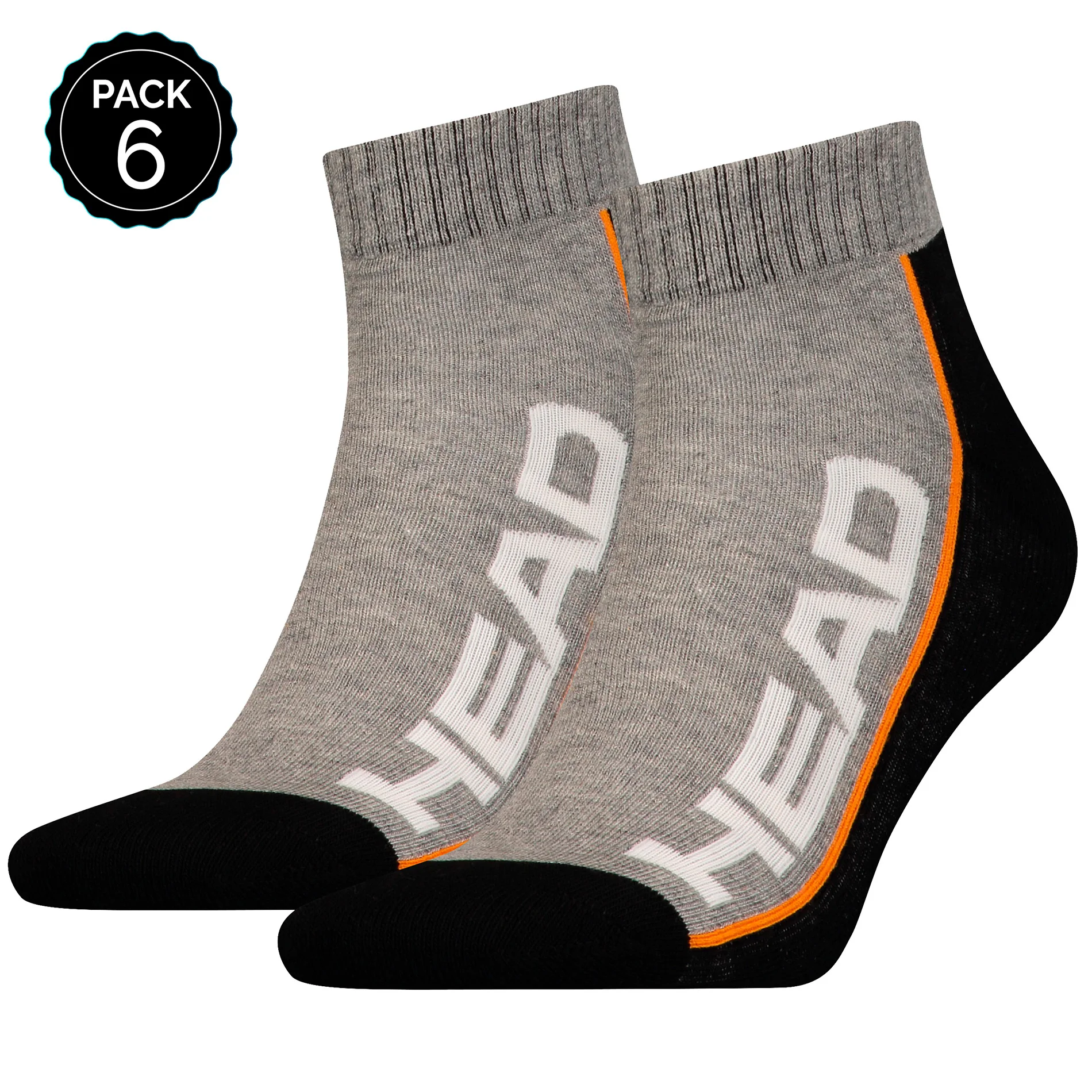 HEAD sport socks Ankle pack to choose from 6 pairs in gray blank or dark gray unisex