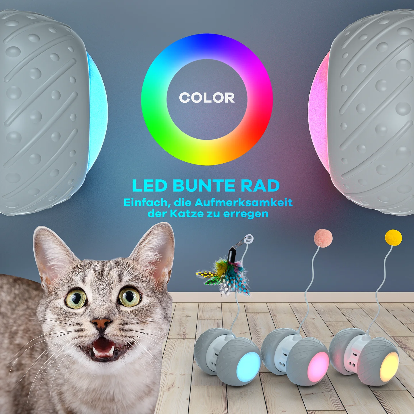 Smart Interactive Cat Toy Lrregular Rotating Mode Toy Cats Funny Pet Game Electronic LED Light Feather Toys Kitty Balls Pet Toy