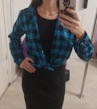 Plaid Shirt Outerwear Top Cotton Blouse Long-Sleeve Slim Female Autumn Winter And