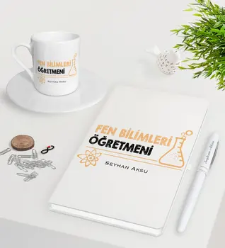 

Personalized Science Teacher White Notebook Pen Turkish coffee Cup Set-4