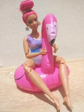 Accesorios para muñecas, 4 artículos = 2 bañadores, Bikini + 1 SILLA DE PLAYA + 1 anillo de natación inflable, ropa para muñecas Barbie, conjunto de juguetes para niños
