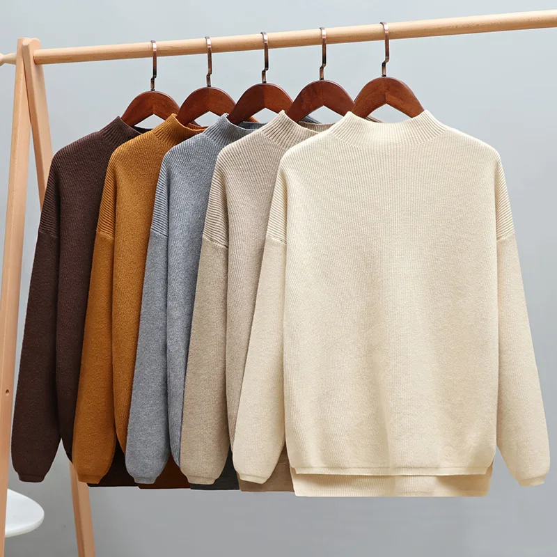 

Obrix Sweet Soft Korean Fashion Streetwear Sweater High Collar Light Knitted Spring Autumn Female Pullover For Everyday
